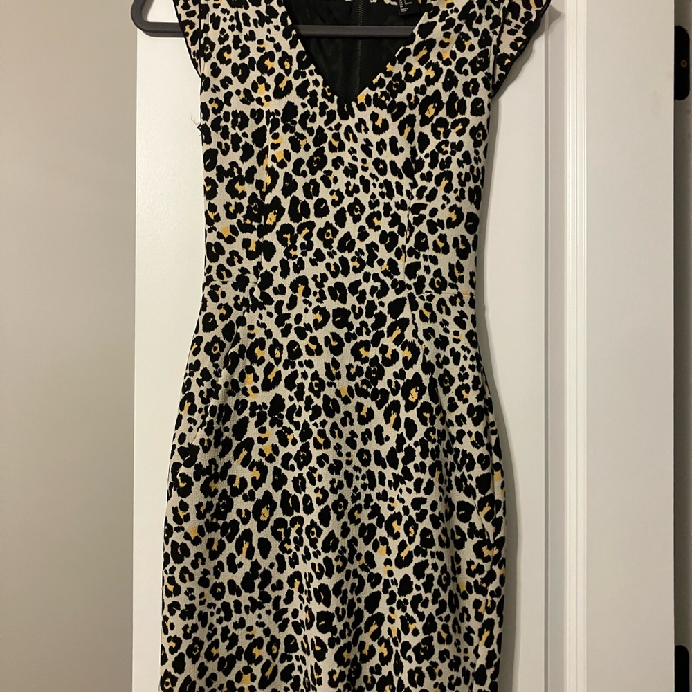 H&M Black and Gold Animal Print Mini Dress